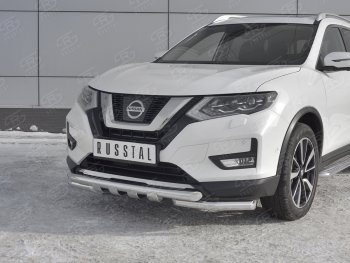 22 599 р. Защита переднего бампера (Ø63 мм с клыками, нержавейка) SLITKOFF  Nissan X-trail  3 T32 (2013-2018) дорестайлинг  с доставкой в г. Керчь. Увеличить фотографию 4