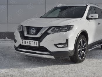 11 549 р. Защита переднего бампера (Ø75x42 мм, нержавейка) Russtal Nissan X-trail 3 T32 дорестайлинг (2013-2018)  с доставкой в г. Керчь. Увеличить фотографию 4