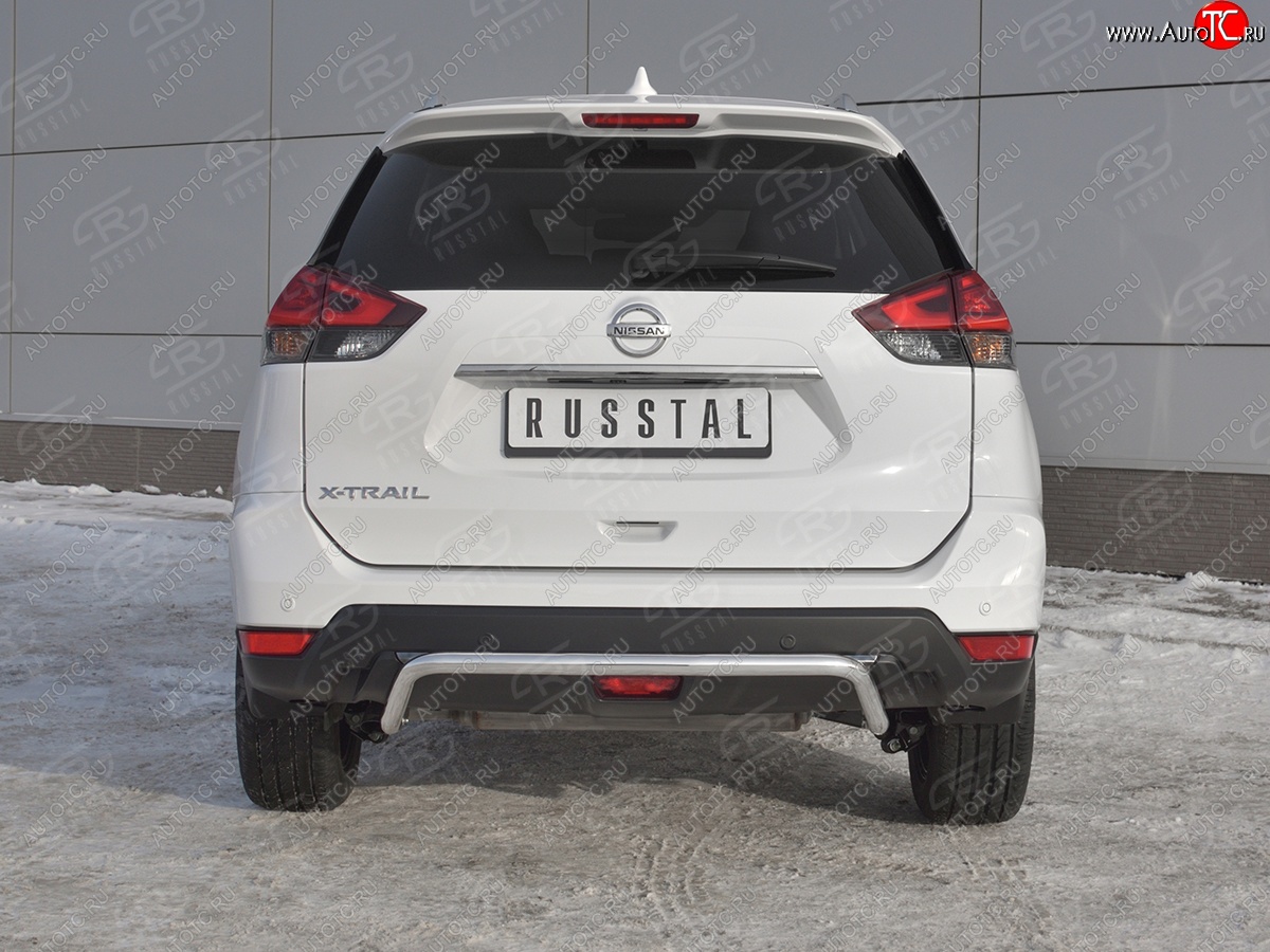 13 999 р. Защита заднего бампера (Ø42 мм волна, нержавейка) SLITKOFF  Nissan X-trail  3 T32 (2017-2022) рестайлинг  с доставкой в г. Керчь