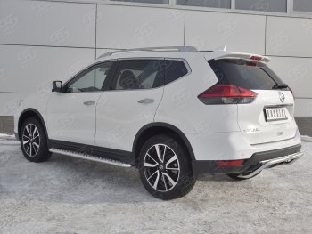13 999 р. Защита заднего бампера (Ø42 мм волна, нержавейка) SLITKOFF  Nissan X-trail  3 T32 (2017-2022) рестайлинг  с доставкой в г. Керчь. Увеличить фотографию 2