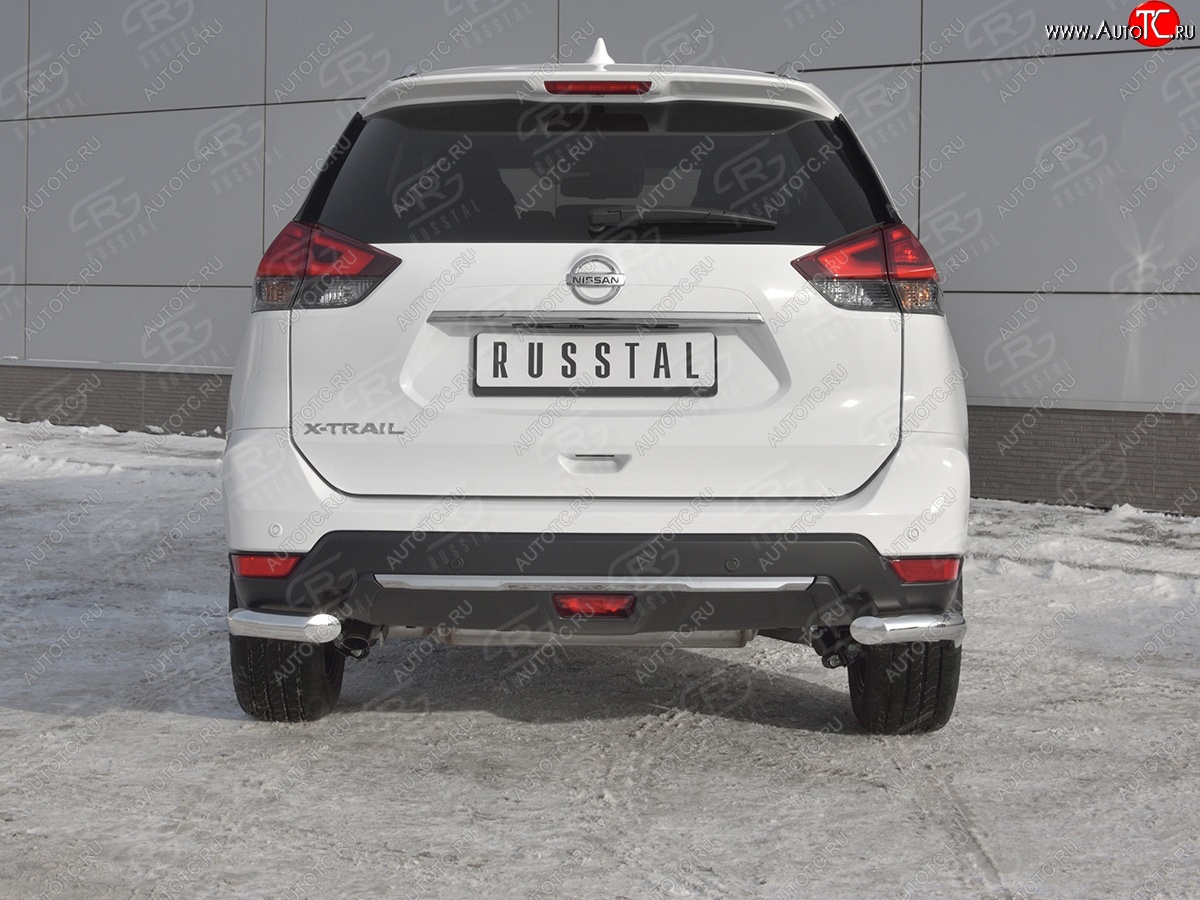 15 249 р. Защита заднего бампера (Ø63 мм уголки, нержавейка) SLITKOFF  Nissan X-trail  3 T32 (2017-2022) рестайлинг  с доставкой в г. Керчь