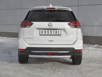 Защита заднего бампера (Ø63 мм, нержавейка) SLITKOFF Nissan X-trail  3 T32 (2017-2022) рестайлинг