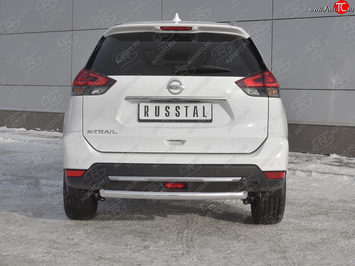 13 999 р. Защита заднего бампера (Ø63 мм, нержавейка) SLITKOFF  Nissan X-trail  3 T32 (2017-2022) рестайлинг  с доставкой в г. Керчь