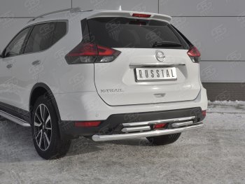 16 599 р. Защита заднего бампера (Ø63 и 42 мм , нержавейка) RUSSTAL  Nissan X-trail  3 T32 (2017-2022) рестайлинг  с доставкой в г. Керчь. Увеличить фотографию 4