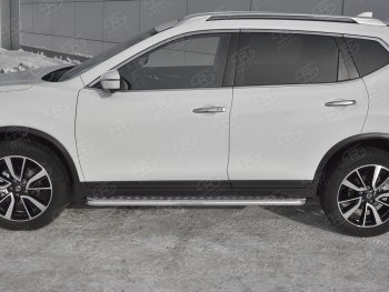 24 649 р. Пороги с алюминиевым листом SLITKOFF (Ø42 мм)  Nissan X-trail  3 T32 (2017-2022) рестайлинг (Лист алюминиевый, труба - сталь окрашенная в серебристый цвет)  с доставкой в г. Керчь. Увеличить фотографию 3