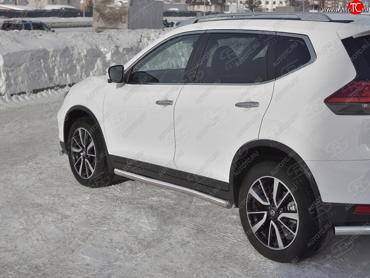 19 999 р. Защита порогов (Ø63 мм, нержавейка) SLITKOFF  Nissan X-trail  3 T32 (2017-2022) рестайлинг (Вариант 3)  с доставкой в г. Керчь