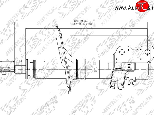 3 599 р. Правый амортизатор передний SAT  Nissan X-trail  1 T30 (2000-2003) дорестайлинг  с доставкой в г. Керчь