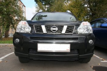 2 799 р. Защитная сетка решетки переднего бампера Arbori Nissan X-trail 2 T31 дорестайлинг (2007-2011) (Чёрная, 15 мм)  с доставкой в г. Керчь. Увеличить фотографию 2