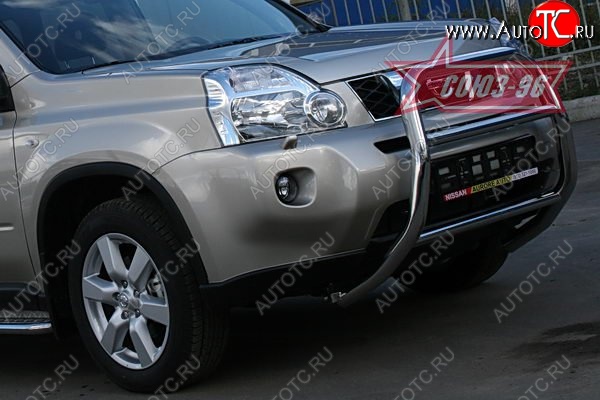 11 429 р. Защита переднего бампера Souz-96 (d60) Nissan X-trail 2 T31 дорестайлинг (2007-2011)  с доставкой в г. Керчь