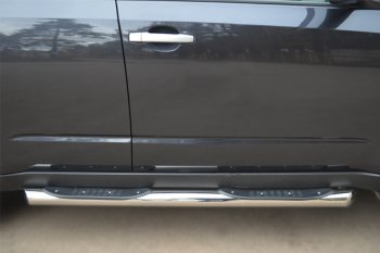 22 549 р. Защита порогов (Ø76 мм, с проступью, нержавейка) SLITKOFF  Nissan X-trail  2 T31 (2007-2011) дорестайлинг (с пластиковой заглушкой на торцах)  с доставкой в г. Керчь. Увеличить фотографию 3