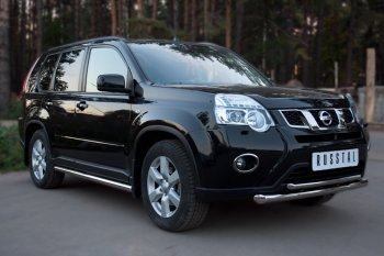 16 899 р. Защита переднего бампера (2 трубы Ø63 и 42 мм, нержавейка) SLITKOFF Nissan X-trail 2 T31 рестайлинг (2010-2015)  с доставкой в г. Керчь. Увеличить фотографию 2