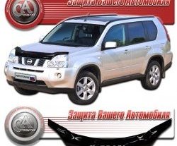 2 399 р. Дефлектор капота CA Plastic exclusive  Nissan X-trail  2 T31 (2007-2011) дорестайлинг (серия Classic черный, Без надписи)  с доставкой в г. Керчь. Увеличить фотографию 2