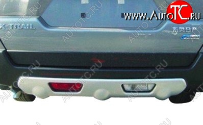 2 849 р. Накладка на задний бампер CT Nissan X-trail 2 T31 дорестайлинг (2007-2011) (Неокрашенная)  с доставкой в г. Керчь