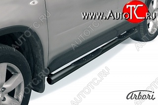 7 703 р. Защита штатных порогов Arbori (с проступью, черная, d76 mm). Nissan X-trail 2 T31 дорестайлинг (2007-2011)  с доставкой в г. Керчь