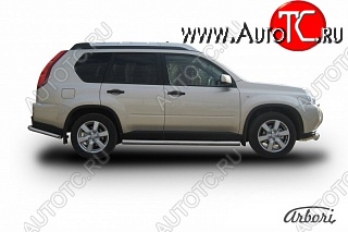 12 509 р. Защита штатных порогов Arbori (нержавейка, d76 mm). Nissan X-trail 2 T31 дорестайлинг (2007-2011)  с доставкой в г. Керчь