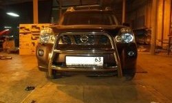 Усиленная высокая защита переднего бампераd63 мм Металл Дизайн Nissan X-trail  2 T31 (2007-2011) дорестайлинг (полированная нержавейка)
