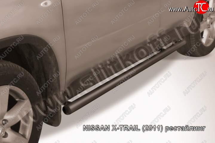 9 899 р. Защита порогов Slitkoff  Nissan X-trail  2 T31 (2007-2011) дорестайлинг (Цвет: серебристый)  с доставкой в г. Керчь