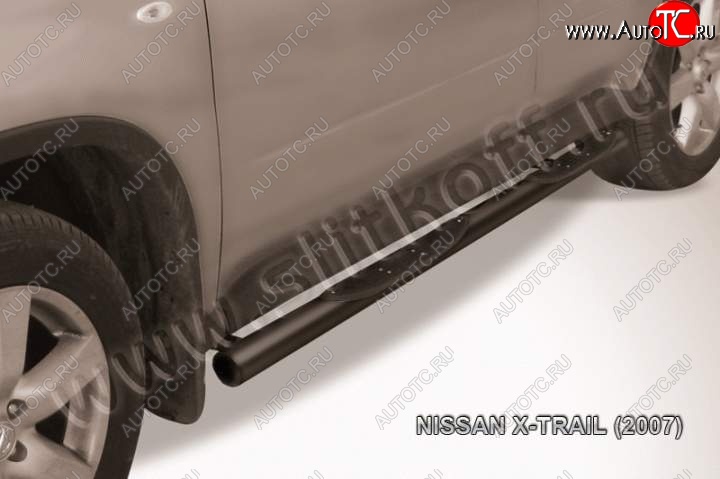 12 399 р. Защита порогов Slitkoff  Nissan X-trail  2 T31 (2007-2011) дорестайлинг (Цвет: серебристый)  с доставкой в г. Керчь