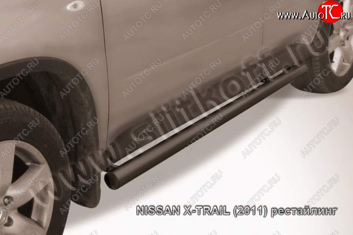 10 599 р. Защита порогов Slitkoff Nissan X-trail 2 T31 дорестайлинг (2007-2011) (Цвет: серебристый)  с доставкой в г. Керчь