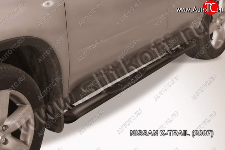 10 849 р. Пороги d76 с проступями со скосами Nissan X-trail 2 T31 дорестайлинг (2007-2011) (Цвет: серебристый)  с доставкой в г. Керчь
