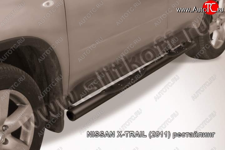 12 399 р. Защита порогов Slitkoff  Nissan X-trail  2 T31 (2007-2011) дорестайлинг (Цвет: серебристый)  с доставкой в г. Керчь
