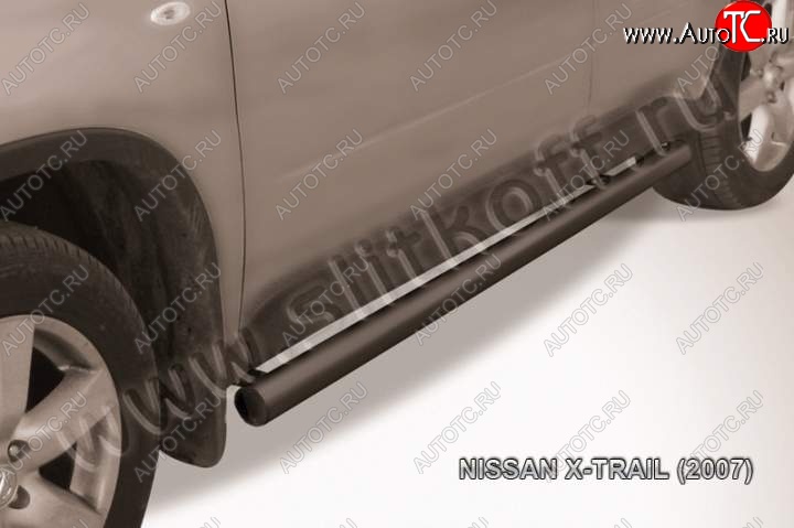 10 599 р. Защита порогов Slitkoff  Nissan X-trail  2 T31 (2007-2011) дорестайлинг (Цвет: серебристый)  с доставкой в г. Керчь