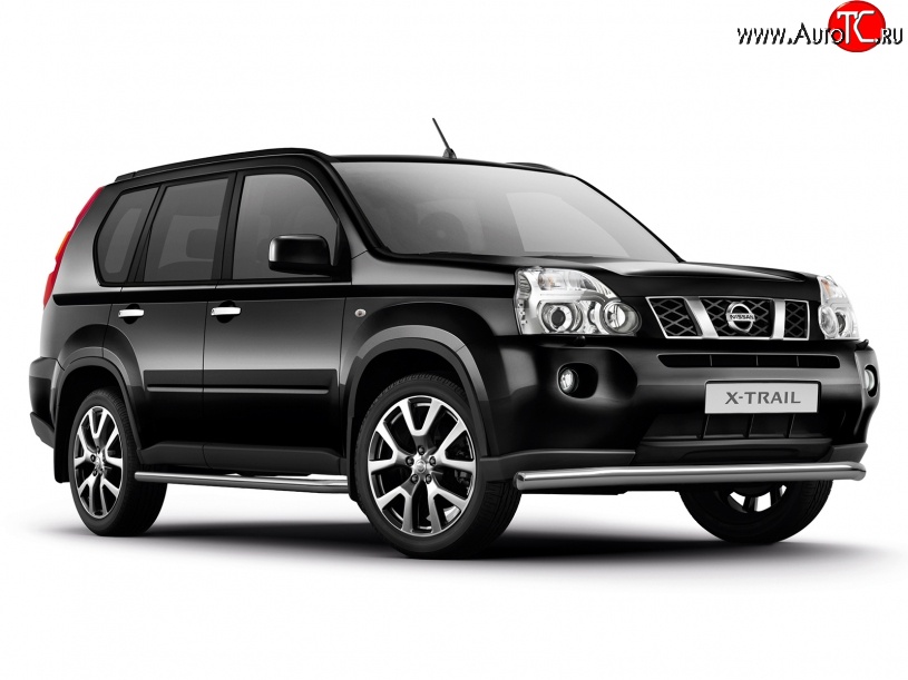 8 199 р. Широкая защита порогов Petroil Tuning  Nissan X-trail  2 T31 (2007-2011) дорестайлинг  с доставкой в г. Керчь