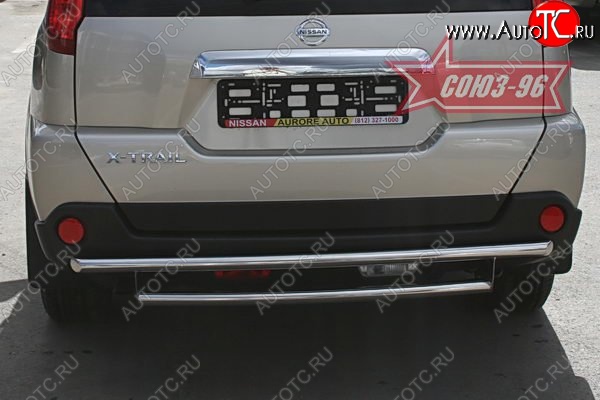 15 119 р. Защита заднего бампера двойная Souz-96 (d42-42) Nissan X-trail 2 T31 дорестайлинг (2007-2011)  с доставкой в г. Керчь