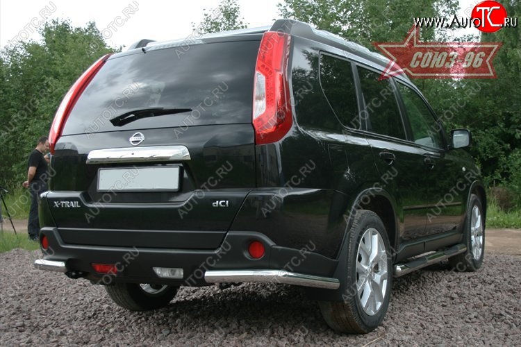 1 169 р. Задняя защита бампера уголки d60 Souz-96 Nissan X-trail 2 T31 рестайлинг (2010-2015)  с доставкой в г. Керчь