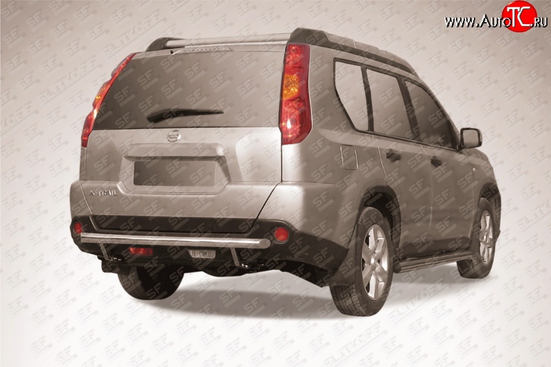 8 999 р. Одинарная защита заднего бампера из трубы диаметром 57 мм Slitkoff  Nissan X-trail  2 T31 (2007-2011) дорестайлинг (Цвет: нержавеющая полированная сталь)  с доставкой в г. Керчь