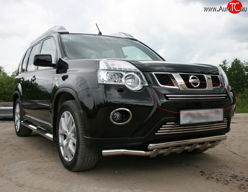 2 204 р. Декоративная вставка воздухозаборника Novline (d16 мм, верхняя) Nissan X-trail 2 T31 рестайлинг (2010-2015)  с доставкой в г. Керчь