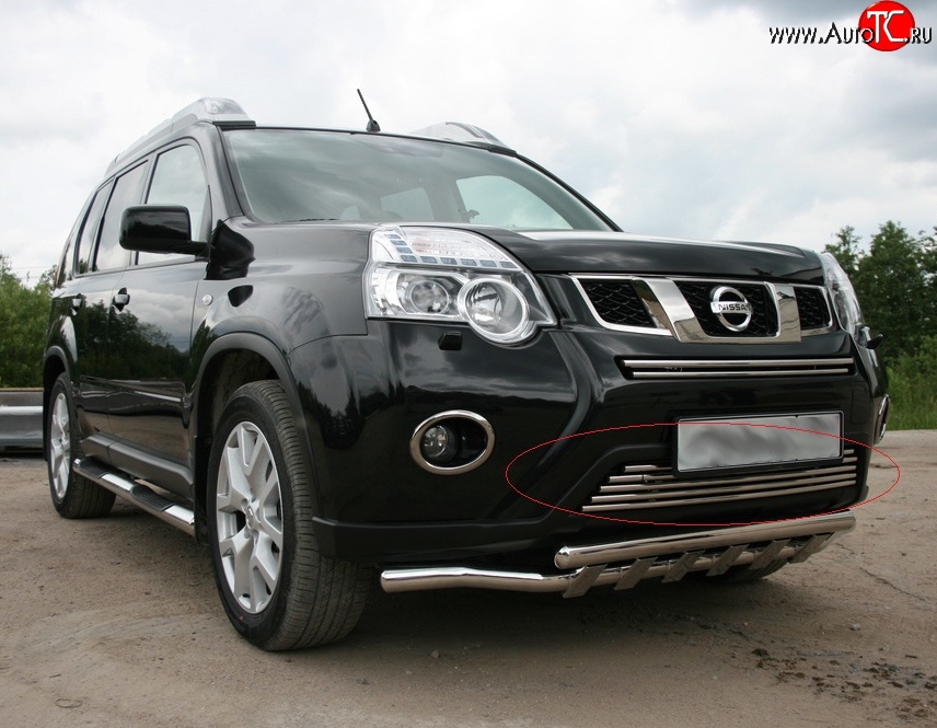 4 769 р. Декоративная вставка воздухозаборника Novline (d16 мм, нижняя) Nissan X-trail 2 T31 рестайлинг (2010-2015)  с доставкой в г. Керчь