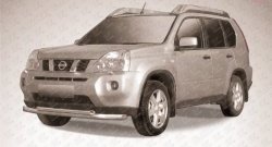 Двойная защита переднего бампера из двух труб диаметром 76 и 57 мм Slitkoff Nissan X-trail  2 T31 (2010-2015) рестайлинг