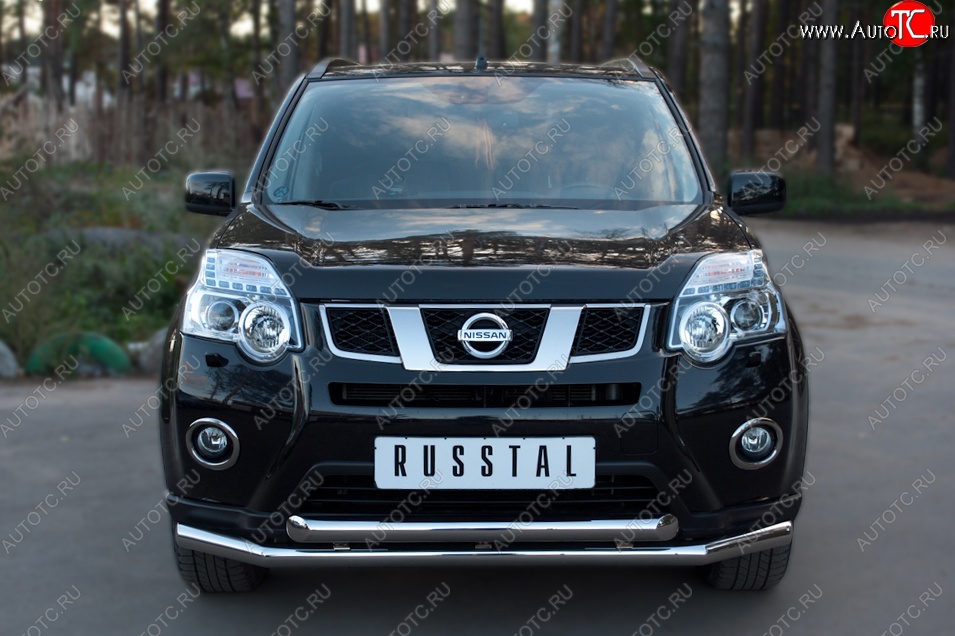 17 649 р. Защита переднего бампера (2 трубыØ63 мм, нержавейка) SLITKOFF  Nissan X-trail  2 T31 (2010-2015) рестайлинг  с доставкой в г. Керчь