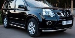 Защита переднего бампера (Ø76 мм, нержавейка) SLITKOFF Nissan X-trail  2 T31 (2010-2015) рестайлинг