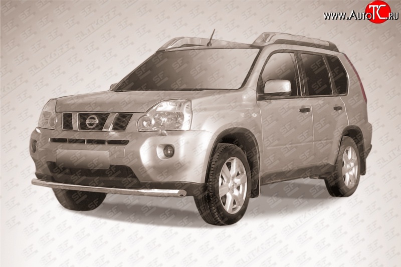 11 749 р. Одинарная защита переднего бампера из трубы диаметром 57 мм Slitkoff Nissan X-trail 2 T31 рестайлинг (2010-2015) (Цвет: нержавеющая полированная сталь)  с доставкой в г. Керчь