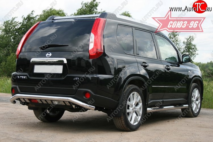 16 244 р. Защита заднего бампера Souz-96 (d60 с элементами из профиля) Nissan X-trail 2 T31 рестайлинг (2010-2015)  с доставкой в г. Керчь