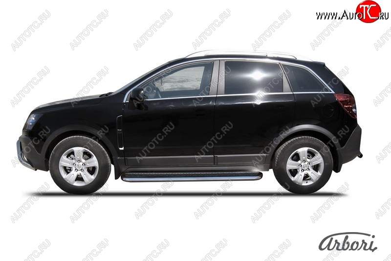 14 219 р. Защита штатных порогов с листом Arbori (нержавейка, алюминий, d57) Opel Antara (2006-2010)  с доставкой в г. Керчь