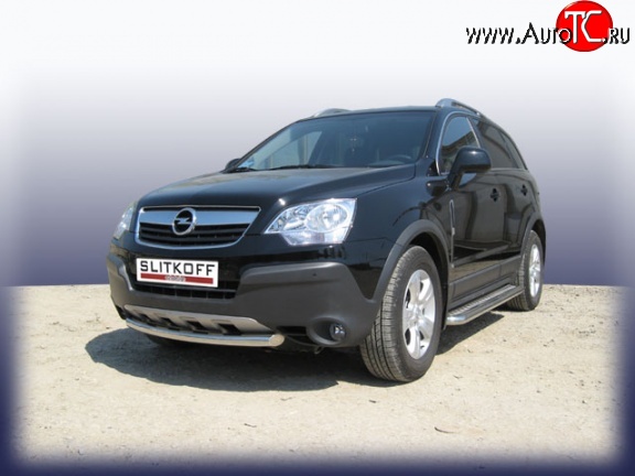 6 499 р. Одинарная защита переднего бампера из трубы диаметром 57 мм Slitkoff Opel Antara (2006-2010) (Цвет: нержавеющая полированная сталь)  с доставкой в г. Керчь