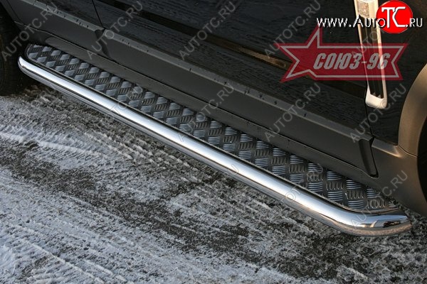 15 524 р. Защита порогов с листом Souz-96 (d60). Opel Antara (2006-2010)  с доставкой в г. Керчь