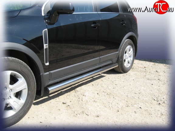 14 999 р. Защита порогов из круглой трубы диаметром 57 мм Slitkoff  Opel Antara (2006-2010) (Цвет: нержавеющая полированная сталь)  с доставкой в г. Керчь