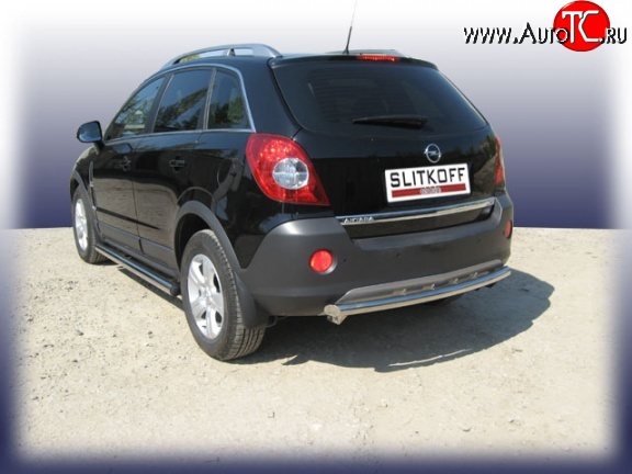9 799 р. Одинарная защита заднего бампера из трубы диаметром 57 мм Slitkoff  Opel Antara (2006-2010) (Цвет: нержавеющая полированная сталь)  с доставкой в г. Керчь