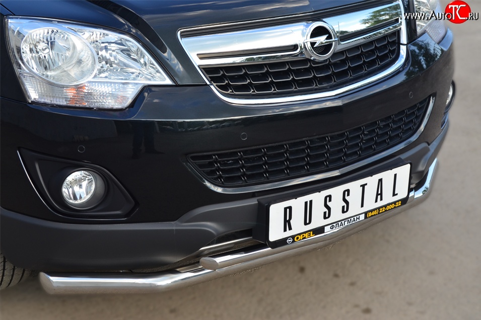 16 949 р. Защита переднего бампера (2 трубыØ63 и 42 мм, нержавейка) SLITKOFF Opel Antara рестайлинг (2010-2015)  с доставкой в г. Керчь