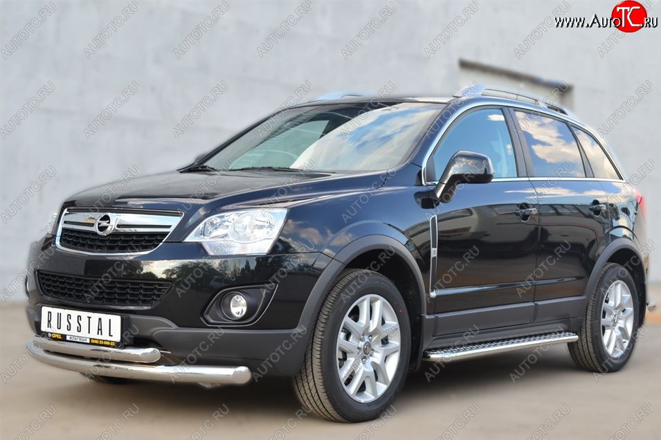 22 999 р. Защита порогов из круглой трубы диаметром 42 мм SLITKOFF v2  Opel Antara (2010-2015) рестайлинг  с доставкой в г. Керчь