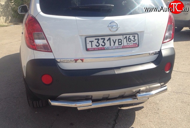 11 899 р. Двойная защита заднего бампера d63.5 мм Металл Дизайн  Opel Antara (2010-2015) рестайлинг (полированная нержавейка)  с доставкой в г. Керчь