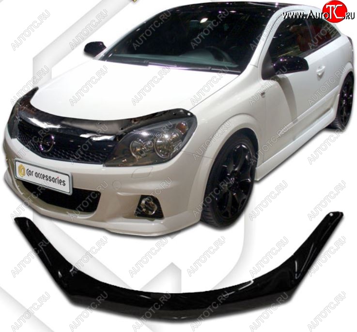2 159 р. Дефлектор капота CA-Plastic  Opel Astra  H GTC (2004-2011) хэтчбек 3 дв. дорестайлинг, хэтчбек 3 дв. рестайлинг (серия Classic черный, Без надписи)  с доставкой в г. Керчь