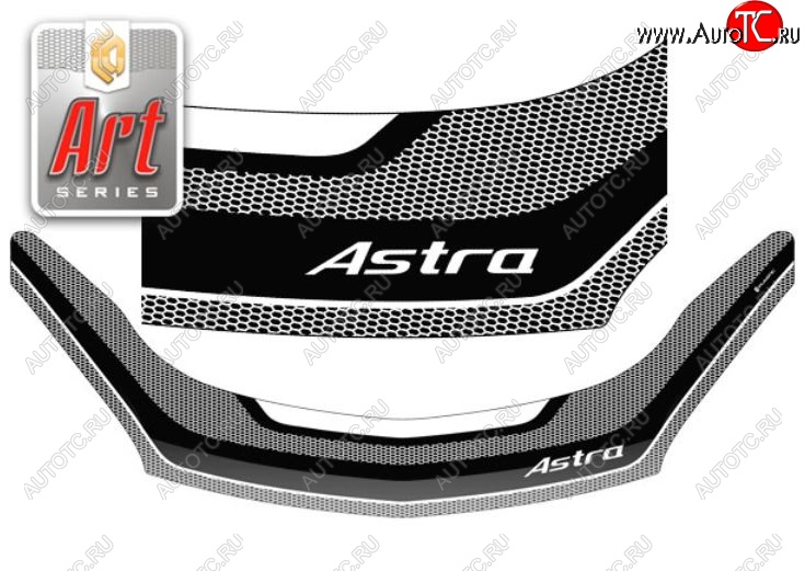 2 399 р. Дефлектор капота CA-Plastiс  Opel Astra  H (2004-2007) седан дорестайлинг (серия Art белая)  с доставкой в г. Керчь