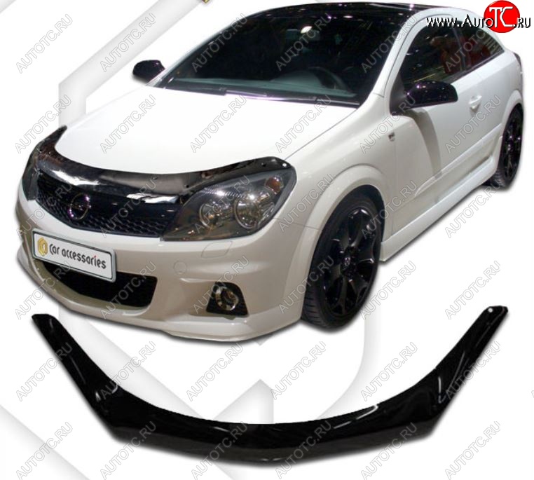 2 159 р. Дефлектор капота CA-Plastiс  Opel Astra  H (2004-2015) хэтчбек 5дв дорестайлинг, хэтчбек 5дв рестайлинг (серия Classic черный, Без надписи)  с доставкой в г. Керчь
