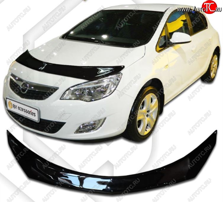 2 399 р. Дефлектор капота CA-Plastiс  Opel Astra  J (2012-2017) универсал рестайлинг (Classic черный, Без надписи)  с доставкой в г. Керчь