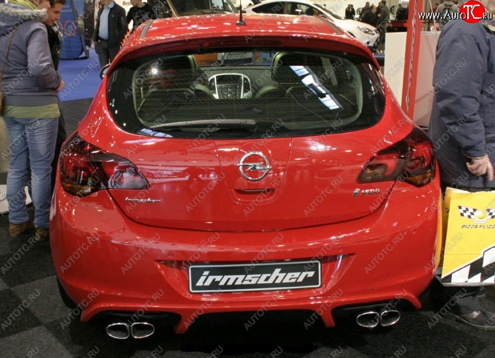 5 499 р. Накладка на задний бампер IRMSCHER Opel Astra J хэтчбек 5 дв. дорестайлинг (2009-2012) (Неокрашенная)  с доставкой в г. Керчь